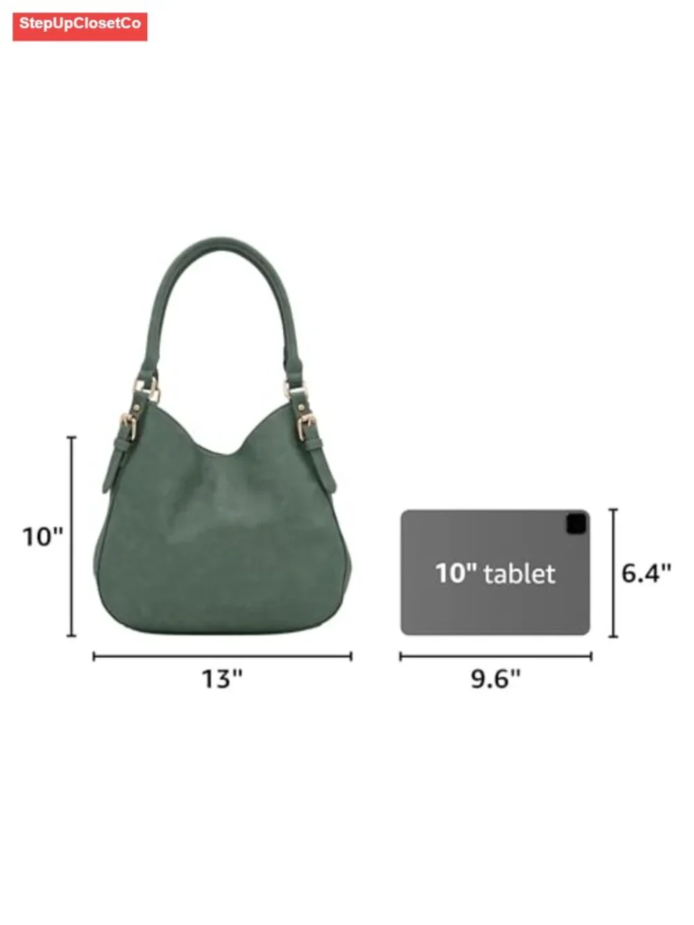 Faux Leather Hobo Bag Lightweight 3 Compartment Top Handle Shoulder Purse